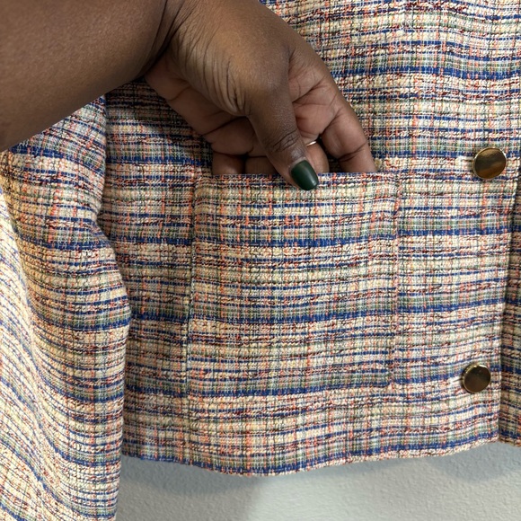 Halogen Tweed Blazer Size L Multicolor Four Pocket Button Front Business Casual - Picture 4 of 10